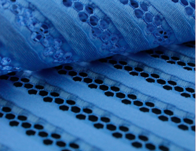 CH-廠家直銷滌綸橫條三明治時尚3D鏤空條紋三層網布休閒個性外套面料 側面照